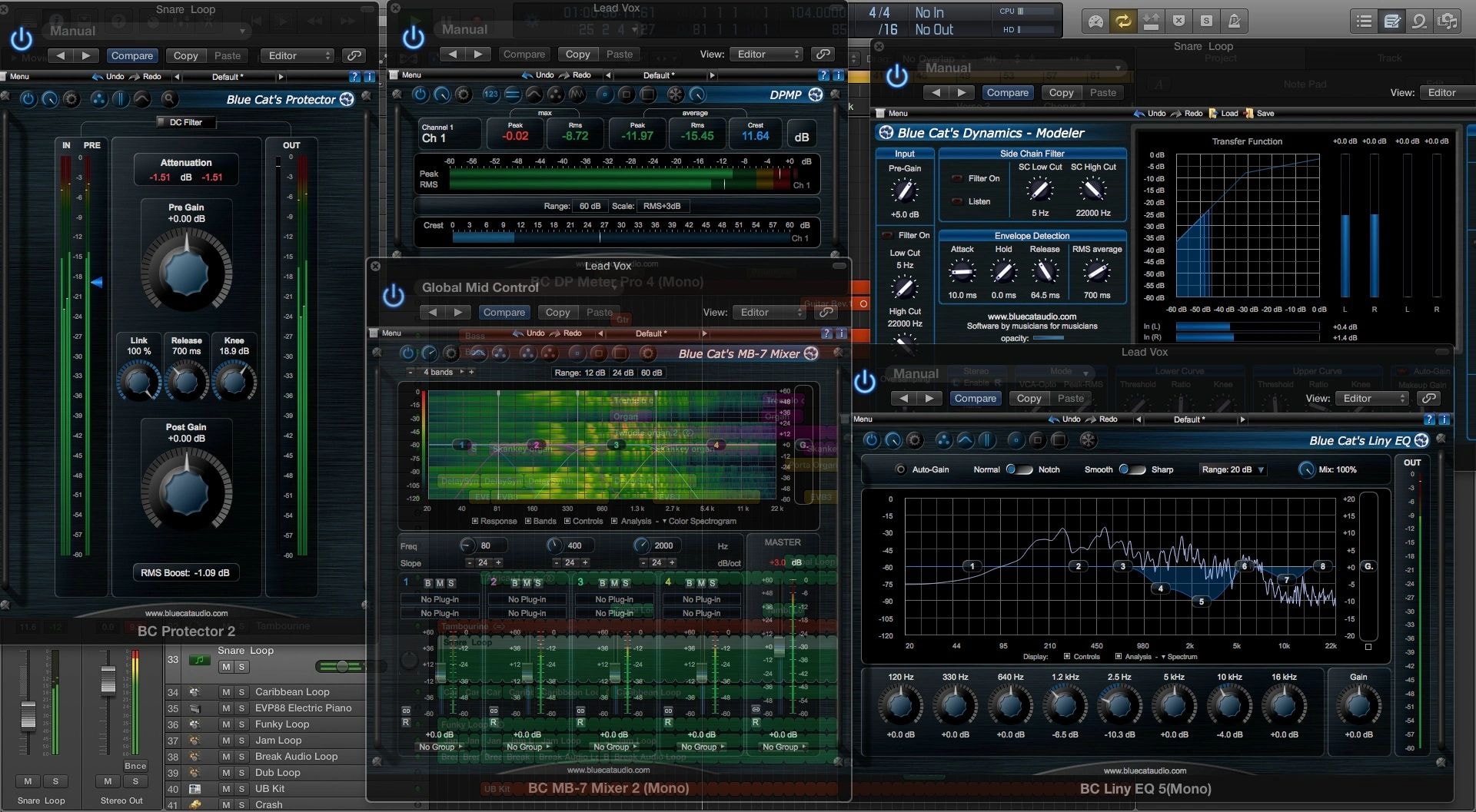 Recording studio mixing board